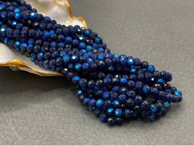 Шпинель синтетическая Dark Blue AB 3 мм/ 1 нить