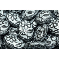 Чешские стеклянные бусины Овалы Jet Silver Fired 21x16mm