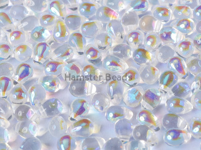 Чешские бусины Капли Crystal AB 4x6 mm / (20 шт)
