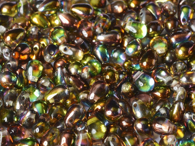Чешские бусины Капли Crystal Magic Green 4x6 mm / (20 шт)