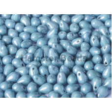 Чешские бусины Капли Chalk White Baby Blue Luster 4x6 mm / (20 шт)