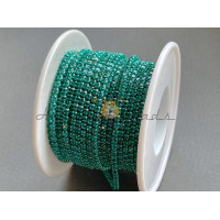 Стразовая цепочка Malachite/ оправа в тон кристалла, ss6 (2 мм)
