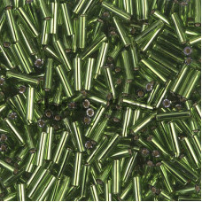 Стеклярус Miyuki Bugles #0026 - Silver Lined Olive 6x1,7 mm / 5 г