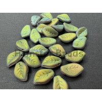 Бусины Листок Crystal Vitrail Full Matt Leaves beads Glass 9x14 mm  / 1 шт