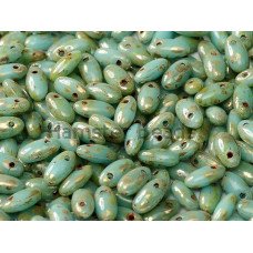 Бусины Рис Turquoise Picasso Rizo Glass beads 2,5 x 6 mm 