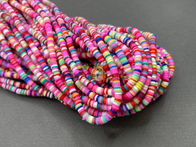 Каучуковые бусины "Диск" Multicolor ~4 мм/ 1 нить