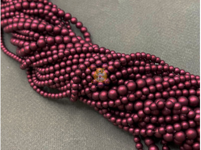 Жемчуг стеклянный Bordeaux Matt Pearl 4 мм, 6 мм (Китай) / 1 нить