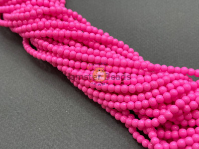 Жемчуг стеклянный Hot Pink Pearl 4 мм (Китай) / 1 нить