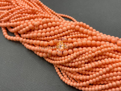 Жемчуг стеклянный Pastel Salmon Pearl 4 мм, 6 мм (Китай) / 1 нить