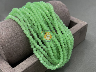 Рондели стеклянные Light Green Opal RSD/22 3×4 мм/ 1 нить