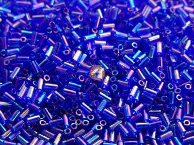 Стеклярус TOHO Bugles TB-01-87 - Transparent Rainbow Cobalt  3x1,6 mm / 5 г