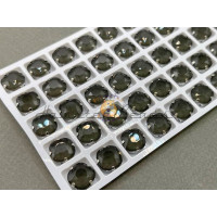 Стразы Кушоны лаковые Black Olivine Moka 10×10 мм/ оправа никель