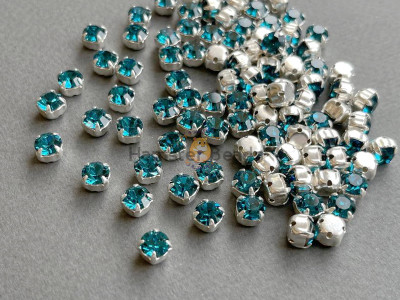 Шатоны ss29 Indicolite/ оправа серебро