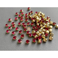 Шатоны ss29 Ruby/ оправа золото