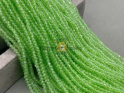 Рондели стеклянные Peridot #15 3×3,5 мм/ 1 нить
