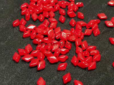 Чешские бусины MATUBO Gemduo Opaque Coral Red Glass beads 2-hole 8x5 mm Чешские бусины MATUBO Gemduo Opaque Coral Red Glass beads 2-hole 8x5 mm