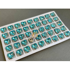 Стразы Сердце Aquamarine в оправе 10×10мм/ оправа никель