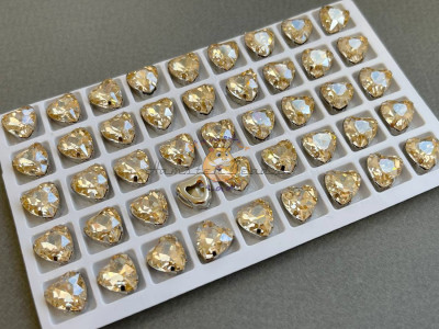 Стразы Сердце Crystal Golden Shadow в оправе 10×10мм/ оправа никель