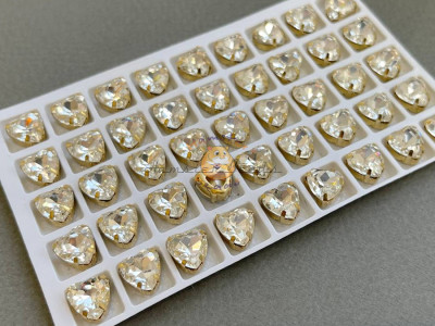 Стразы Сердце Crystal Paradise Shine в оправе 10×10мм/ оправа золото