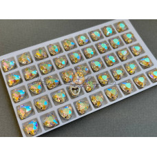 Стразы Сердце Crystal Paradise Shine в оправе 10×10мм/ оправа никель