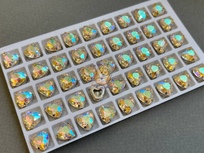 Стразы Сердце Crystal Paradise Shine в оправе 10×10мм/ оправа никель