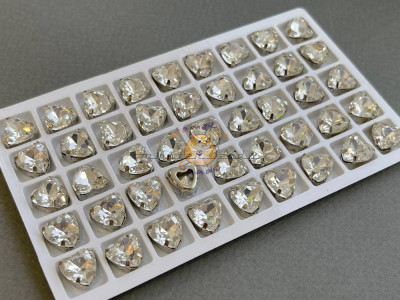 Стразы Сердце Crystal в оправе 10×10мм/ оправа никель