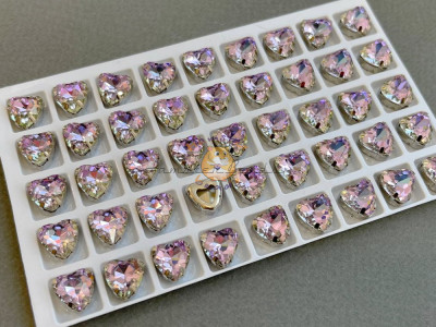 Стразы Сердце Crystal Vitrail Light в оправе 10×10мм/ оправа никель