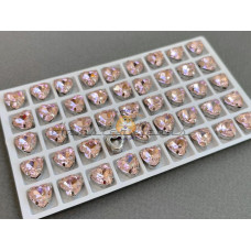 Стразы Сердце Light Rose в оправе 10×10мм/ оправа никель