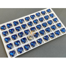 Стразы Сердце Sapphire в оправе 10×10мм/ оправа никель
