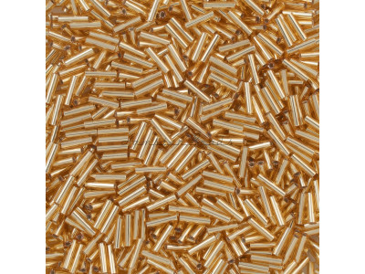 Стеклярус Miyuki Bugles #0003 - Silver Lined Gold 6x1,7 mm / 5 г