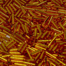 Стеклярус Miyuki Bugles #0008 - Silver Lined Orange 6x1,7 mm / 5 г