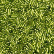 Стеклярус Miyuki Bugles #0014 - Chartreuse Silver Lined 6x1,7 mm / 5 г