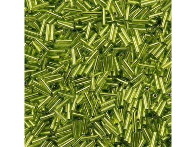 Стеклярус Miyuki Bugles #0014 - Chartreuse Silver Lined 6x1,7 mm / 5 г