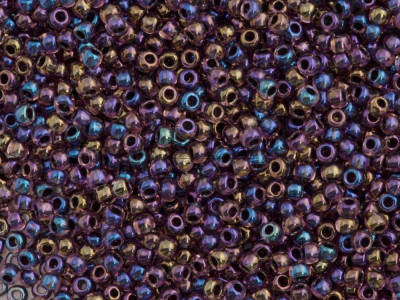 Бисер TOHO Round 15/0 TR-15-251 - Inside-Color Luster Lt Amethyst/Jet-Lined