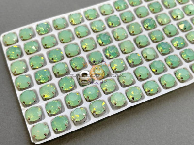 Шатоны Chrysolite Opal пришивные 8 мм/ оправа никель