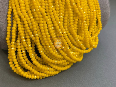 Рондели стеклянные Opaque Dark Yellow #67 2×3 мм/ 1 нить