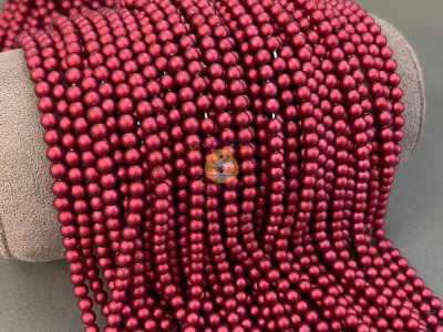 Жемчуг стеклянный Bordeaux Matt Pearl 4 мм (Китай) / 1 нить