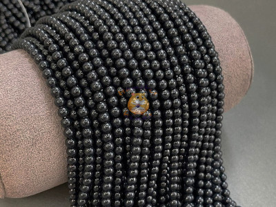 Жемчуг хрустальный Crystal Black Pearl 3 мм, 4 мм (Китай) / 1 нить