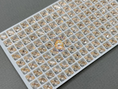 Стразы Наветт Light Peach пришивные в оправе 8×4 мм/ оправа серебро