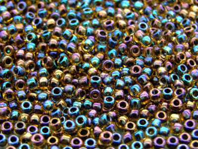 Бисер TOHO Round 15/0 TR-15-245 - Inside Color Rainbow Jonquil/Jet Lined