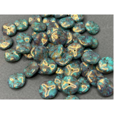 Чешские бусины Диск Opaque Turquoise Green Terracota Purple 12 мм/ (1 шт)