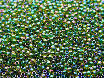 Бисер TOHO Round 11/0 TR-11-1829 - Inside-Color Rainbow Jonquil/Forest Green-Lined