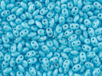 Чешские бусины MATUBO Miniduo Opaque Turquoise Blue 2-hole 2x4 мм/ 3г 