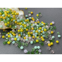 Микс бусин ронделей Green - Yellow - Pink 3×4 мм/ 10 грамм Микс бусин ронделей Green - Yellow - Pink 3×4 мм/ 10 грамм