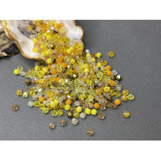 Микс биконусов Amber - Yellow 4 мм/ 5 грамм