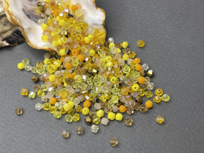 Микс биконусов Amber - Yellow 4 мм/ 5 грамм