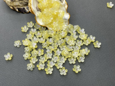 Бусины-цветы Сакура Crystal Yellow/White 10 мм/10 шт