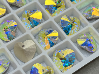 Подвеска Сердце Crystal AB Foiled 14×14 мм