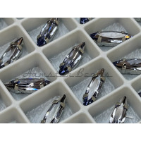 Стразы Наветт Tanzanite пришивные в оправе 15×4 мм/ оправа серебро