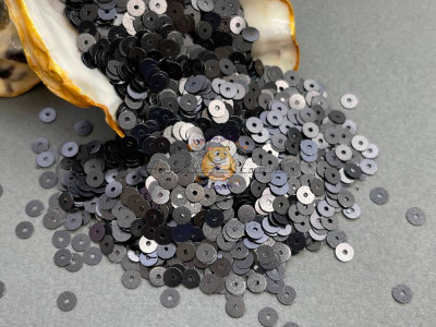 Пайетки Графит матовые P207 Metal плоские 3 мм (3 г)